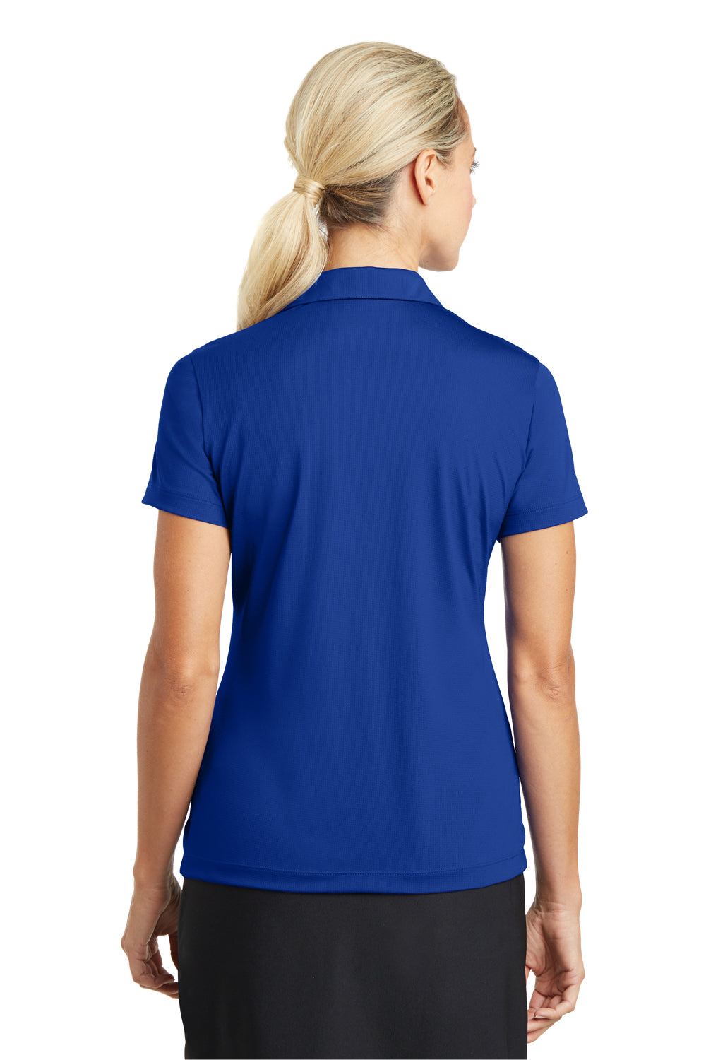 Nike 637165 Womens Dri-Fit Moisture Wicking Short Sleeve Polo Shirt Royal Blue Model Back