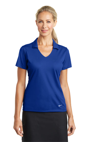 Nike 637165 Womens Dri-Fit Moisture Wicking Short Sleeve Polo Shirt Royal Blue Model Front