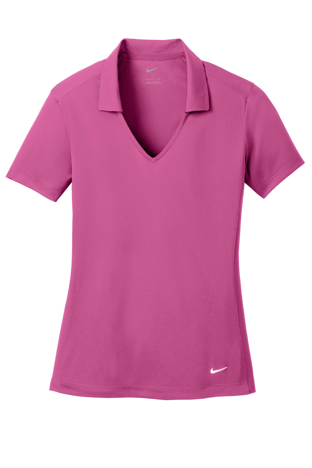 Nike 637165 Womens Dri-Fit Moisture Wicking Short Sleeve Polo Shirt Fire Pink Flat Front