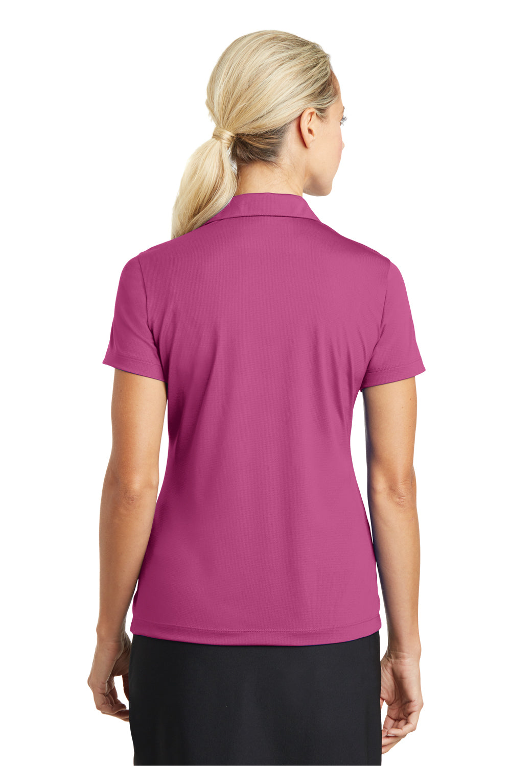 Nike 637165 Womens Dri-Fit Moisture Wicking Short Sleeve Polo Shirt Fire Pink Model Back