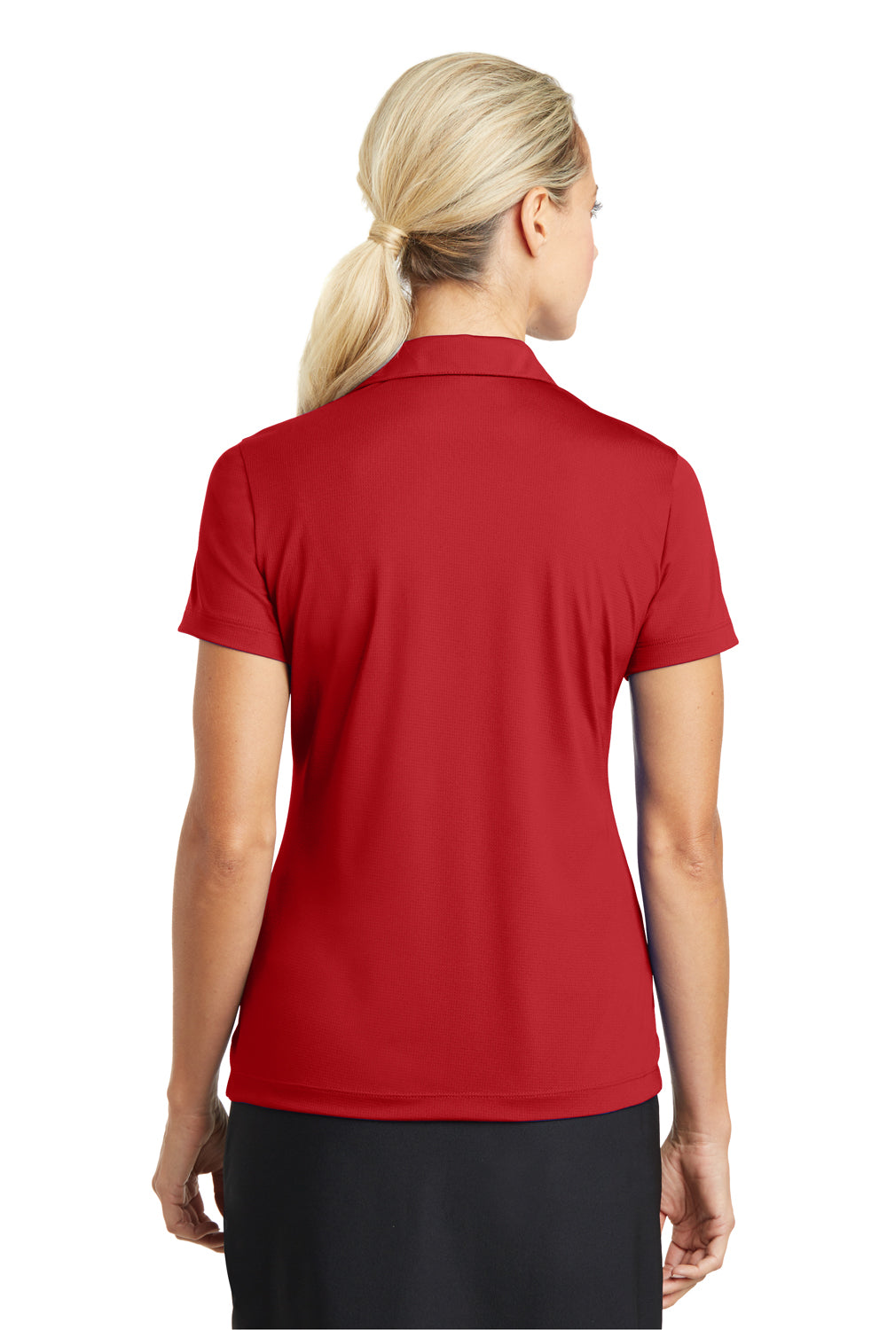 Nike 637165 Womens Dri-Fit Moisture Wicking Short Sleeve Polo Shirt University Red Model Back