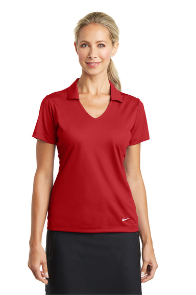 Nike 637165 Womens Dri-Fit Moisture Wicking Short Sleeve Polo Shirt University Red Model Front