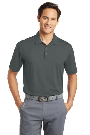 Nike 637167 Mens Dri-Fit Moisture Wicking Short Sleeve Polo Shirt Anthracite Grey Model Front