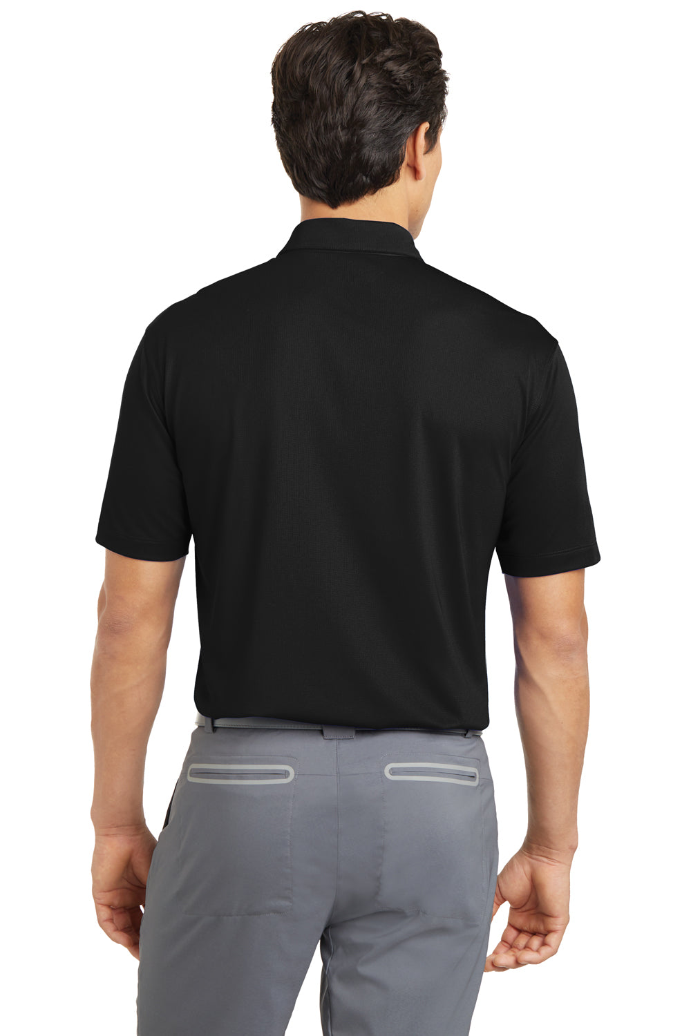 Nike 637167 Mens Dri-Fit Moisture Wicking Short Sleeve Polo Shirt Black Model Back