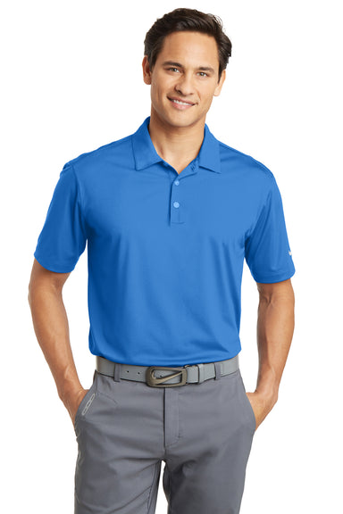 Nike 637167 Mens Dri-Fit Moisture Wicking Short Sleeve Polo Shirt Brisk Blue Model Front