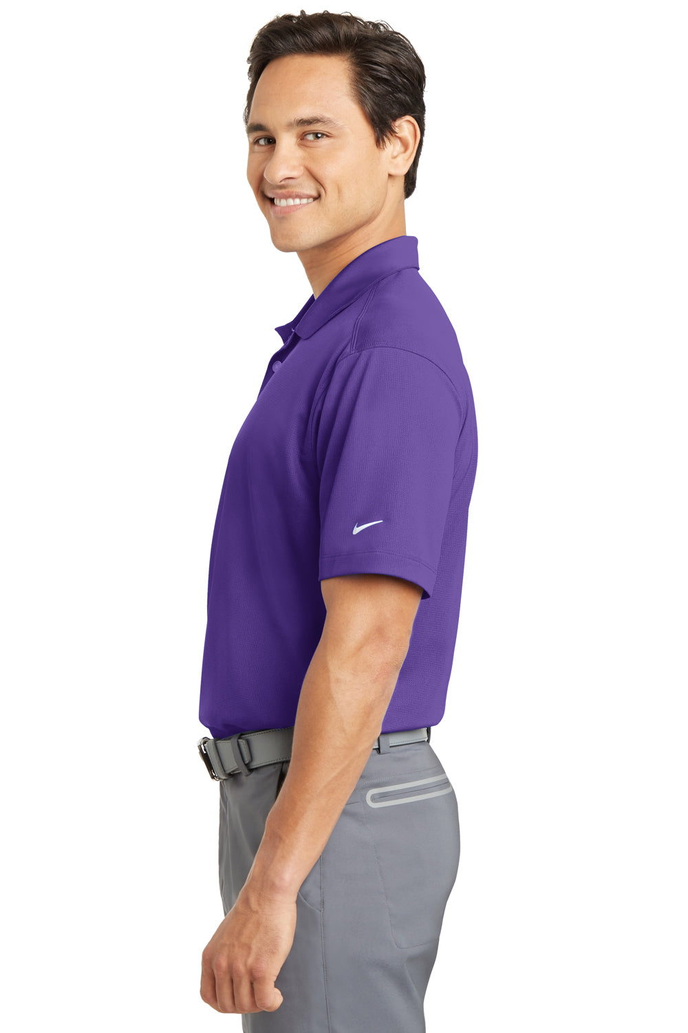 Nike 637167 Mens Dri-Fit Moisture Wicking Short Sleeve Polo Shirt Court Purple Model Side