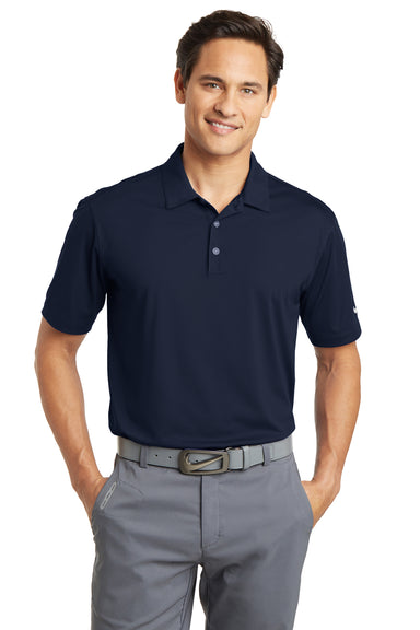Nike 637167 Mens Dri-Fit Moisture Wicking Short Sleeve Polo Shirt Marine Blue Model Front