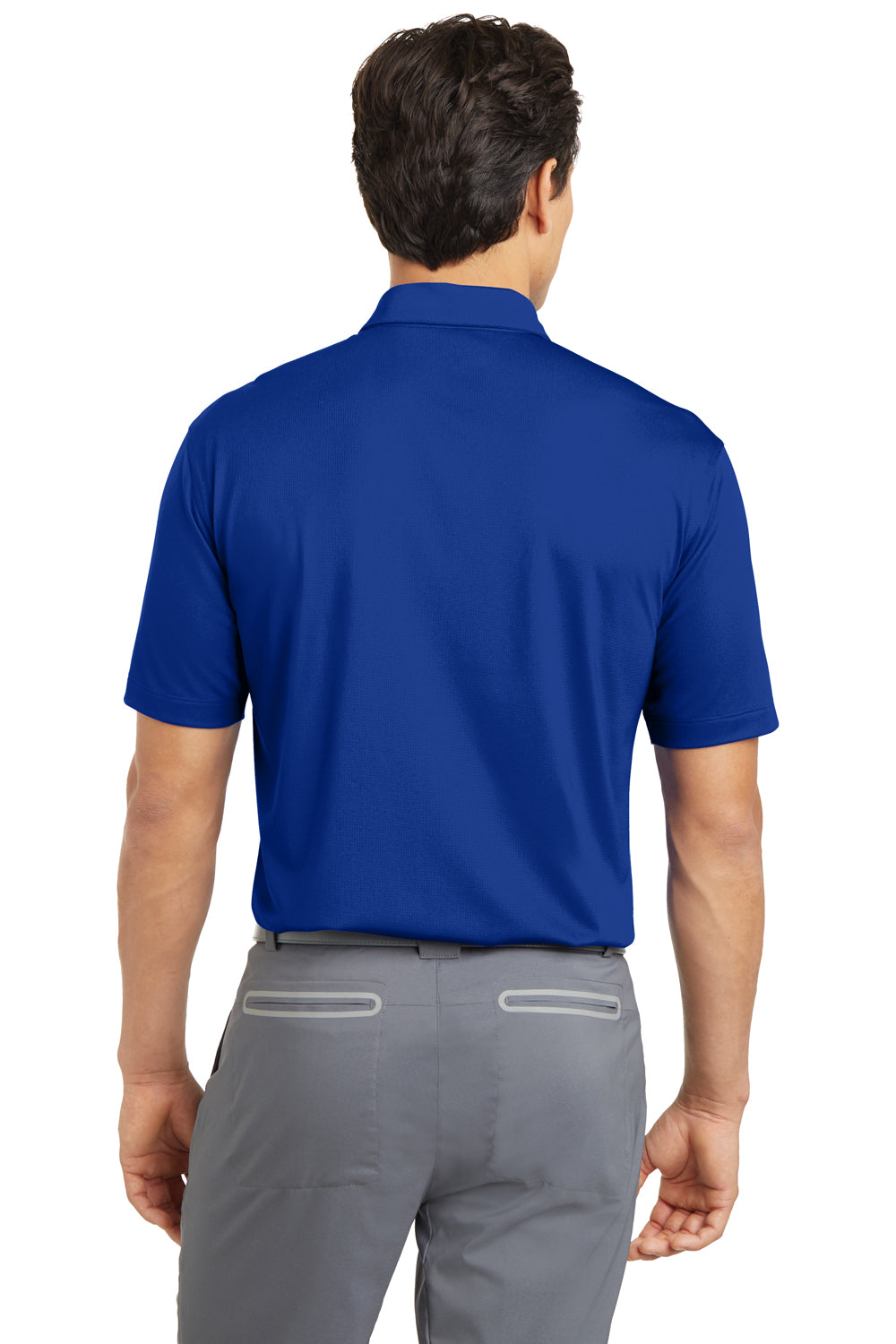 Nike 637167 Mens Dri-Fit Moisture Wicking Short Sleeve Polo Shirt Royal Blue Model Back