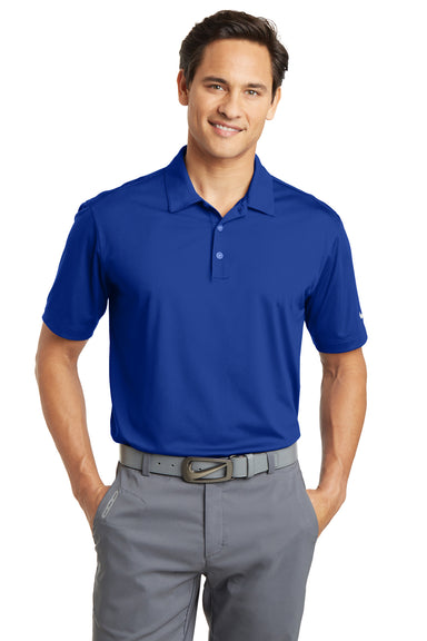 Nike 637167 Mens Dri-Fit Moisture Wicking Short Sleeve Polo Shirt Royal Blue Model Front