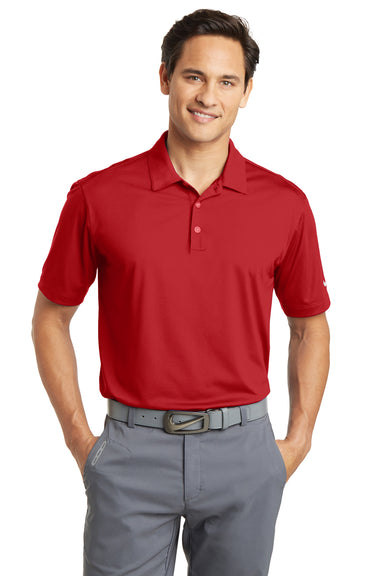 Nike 637167 Mens Dri-Fit Moisture Wicking Short Sleeve Polo Shirt University Red Model Front