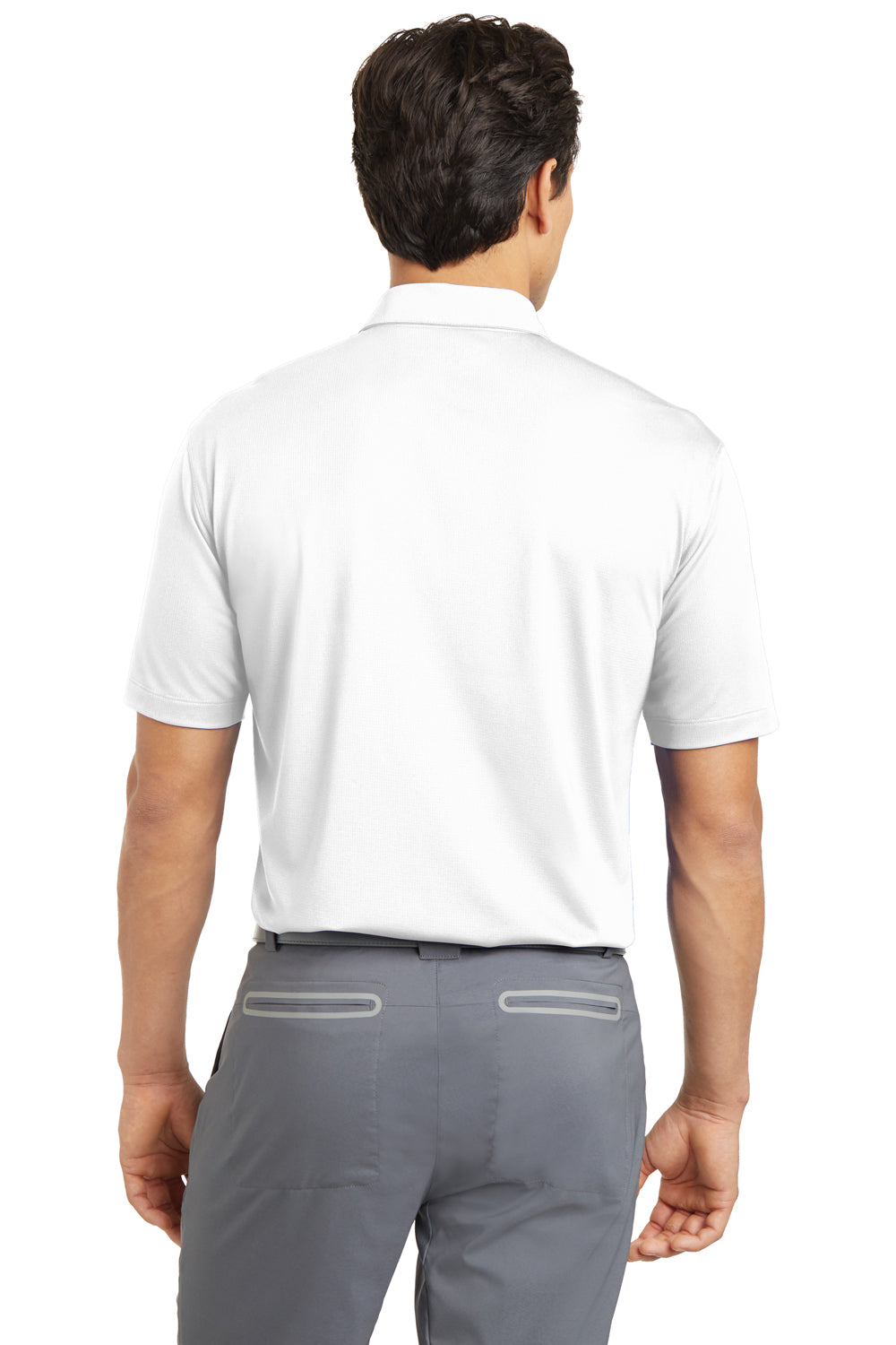 Nike 637167 Mens Dri-Fit Moisture Wicking Short Sleeve Polo Shirt White Model Back