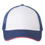 Valucap Mens Sandwich Bill Adjustable Trucker Hat - White/Royal Blue/Red - NEW