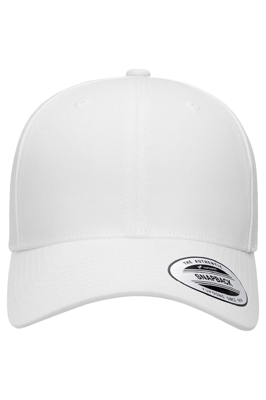 Yupoong Hats 6389 Mens CVC Twill Snapback Hat White Flat Front