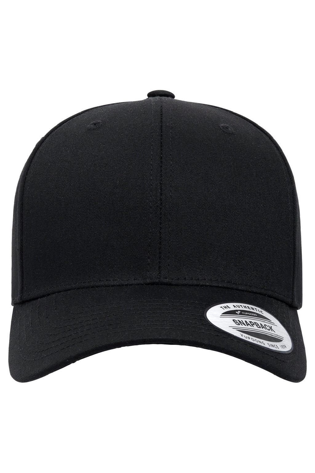 Yupoong Hats 6389 Mens CVC Twill Snapback Hat Black Flat Front