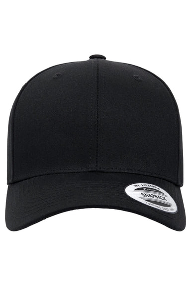 Yupoong Hats 6389 Mens CVC Twill Snapback Hat Black Flat Front