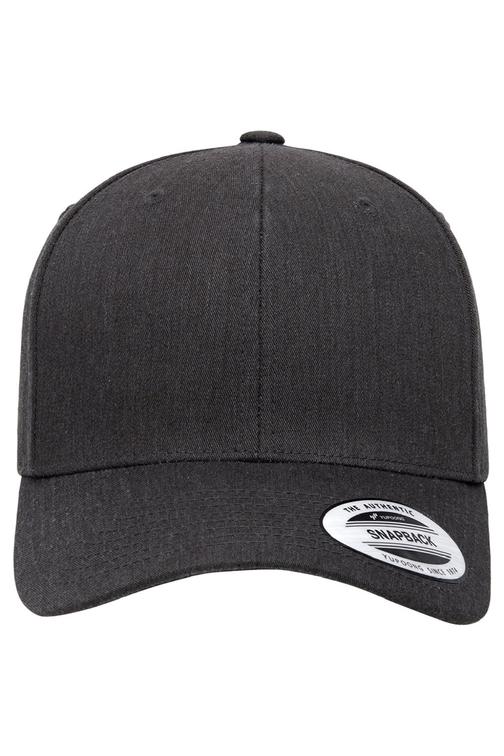 Yupoong Hats 6389 Mens CVC Twill Snapback Hat Heather Dark Grey Flat Front