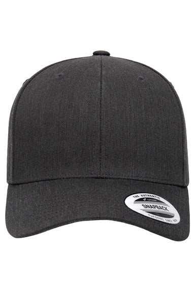 Yupoong Hats 6389 Mens CVC Twill Snapback Hat Heather Dark Grey Flat Front