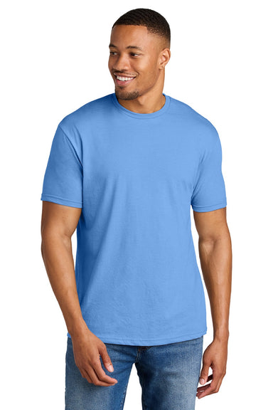 Gildan 64000CVC Mens Softstyle CVC Short Sleeve Crewneck T-Shirt Carolina Blue Mist Model Front
