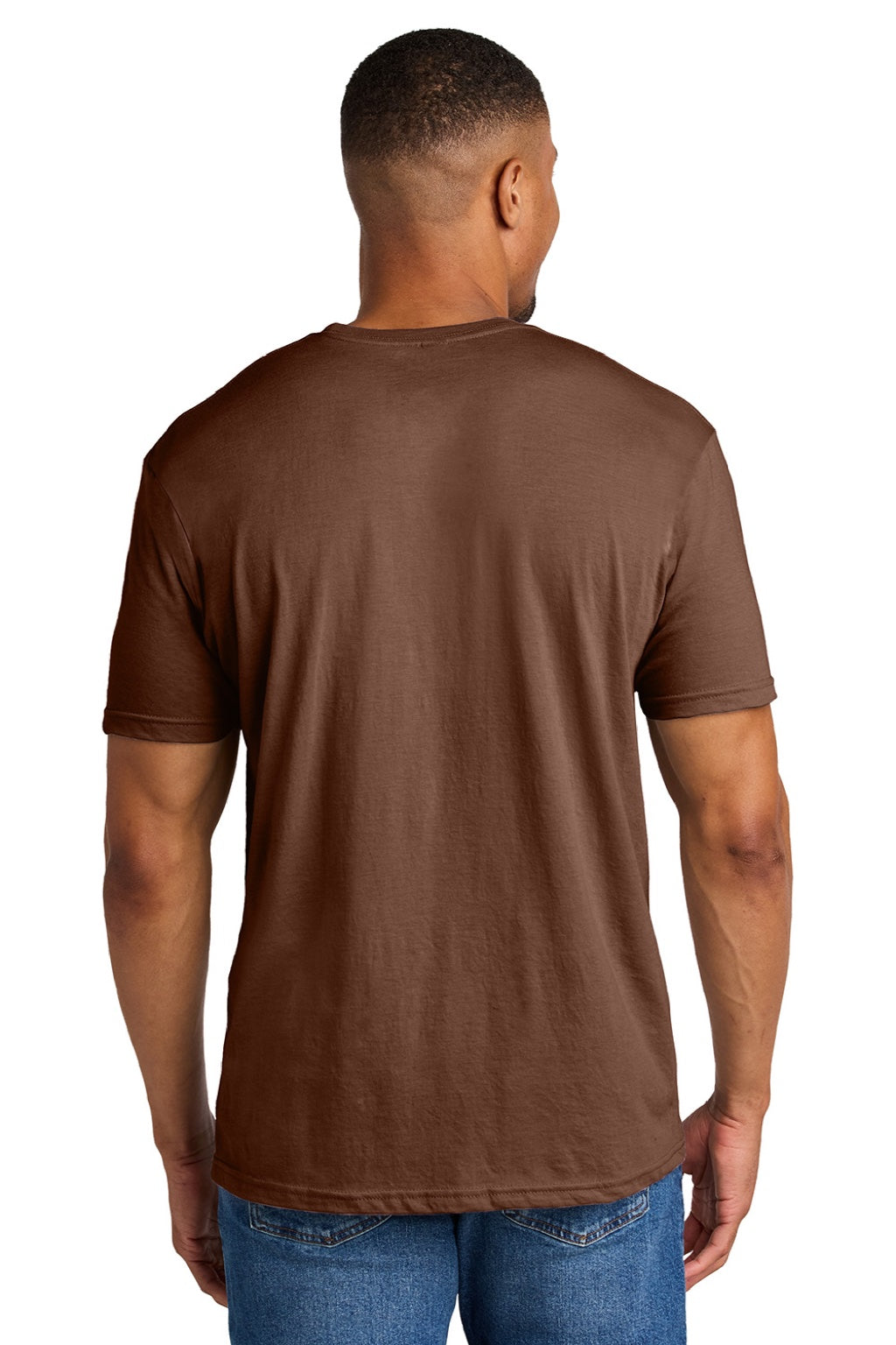 Gildan 64000CVC Mens Softstyle CVC Short Sleeve Crewneck T-Shirt Cocoa Brown Mist Model Back