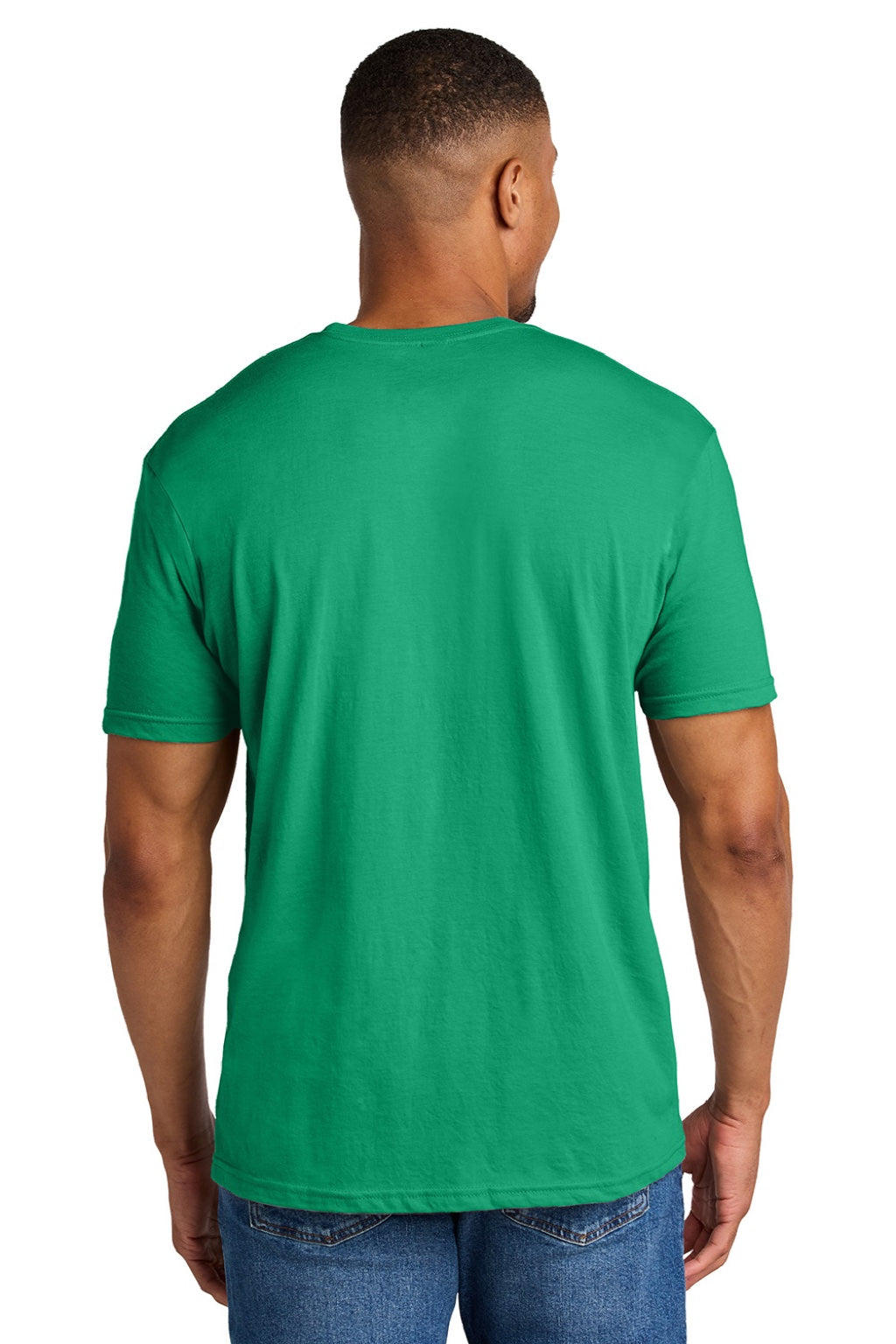 Gildan 64000CVC Mens Softstyle CVC Short Sleeve Crewneck T-Shirt Kelly Green Mist Model Back