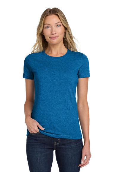 Gildan 64000L Womens Softstyle Short Sleeve Crewneck T-Shirt Antique Sapphire Blue Model Front