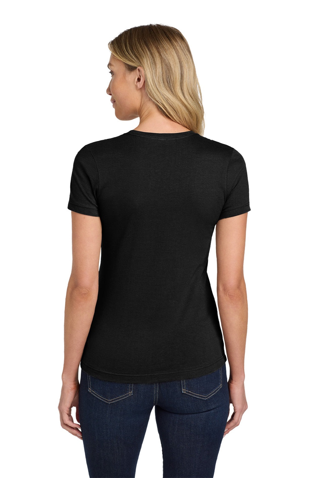 Gildan 64000L Womens Softstyle Short Sleeve Crewneck T-Shirt Black Model Back