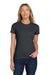 Gildan 64000L Womens Softstyle Short Sleeve Crewneck T-Shirt Heather Dark Grey Model Front