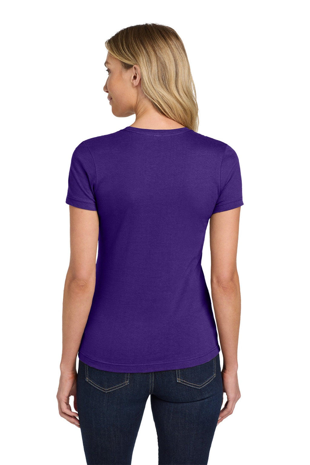 Gildan 64000L Womens Softstyle Short Sleeve Crewneck T-Shirt Purple Model Back