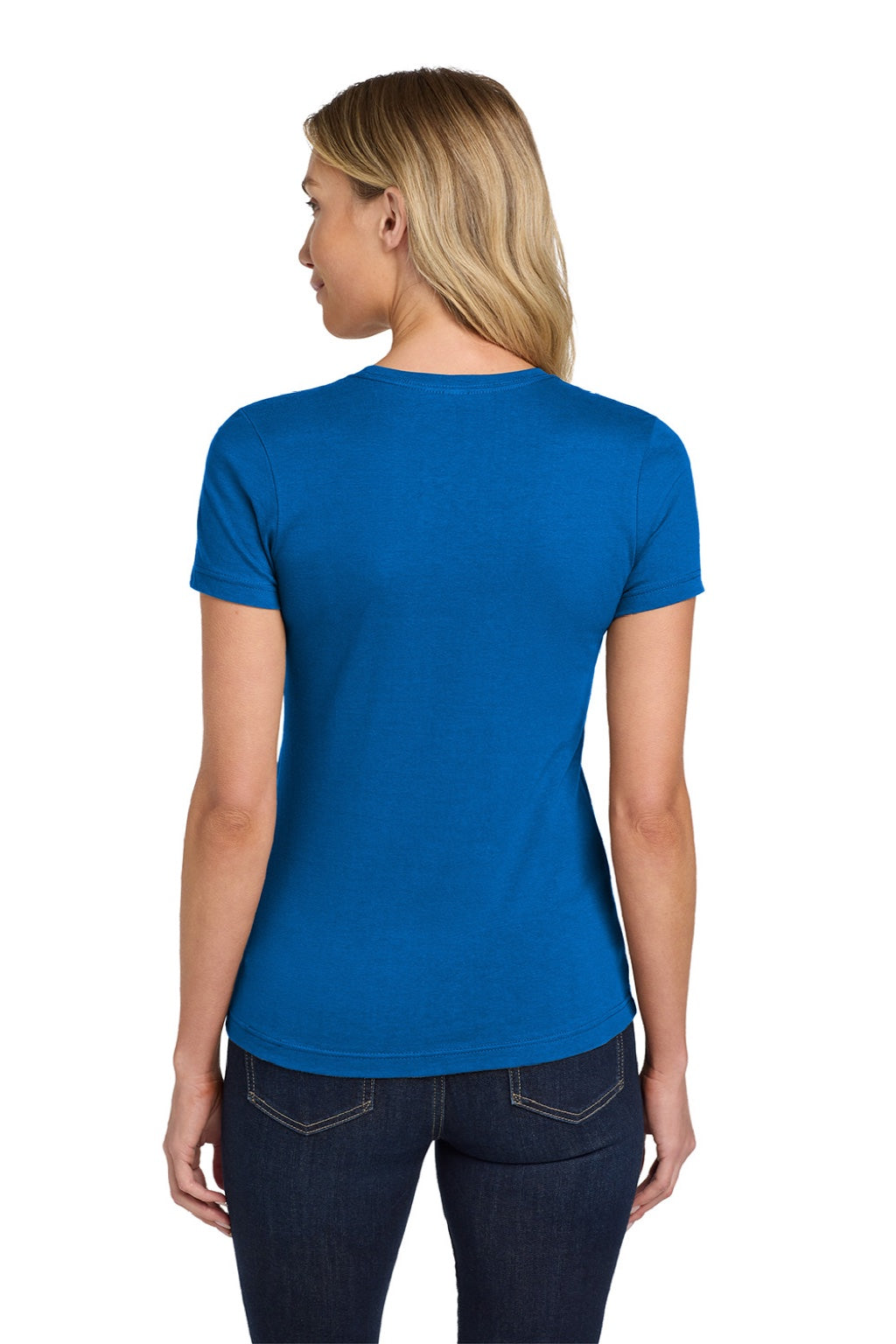 Gildan 64000L Womens Softstyle Short Sleeve Crewneck T-Shirt Royal Blue Model Back