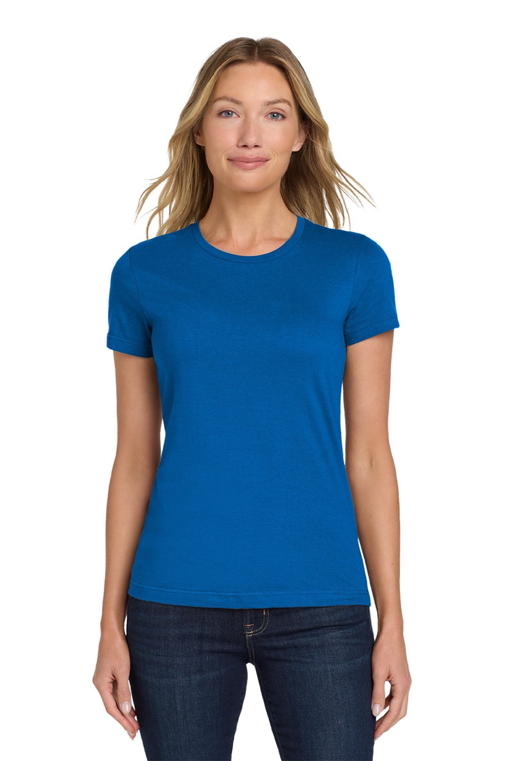 Gildan 64000L Womens Softstyle Short Sleeve Crewneck T-Shirt Royal Blue Model Front