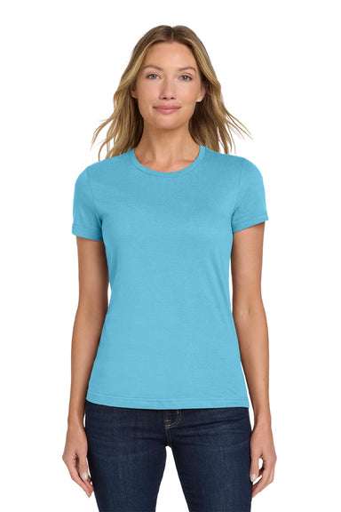 Gildan 64000L Womens Softstyle Short Sleeve Crewneck T-Shirt Sky Blue Model Front