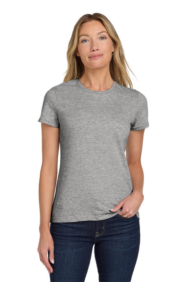 Gildan 64000L Womens Softstyle Short Sleeve Crewneck T-Shirt Sport Grey Model Front