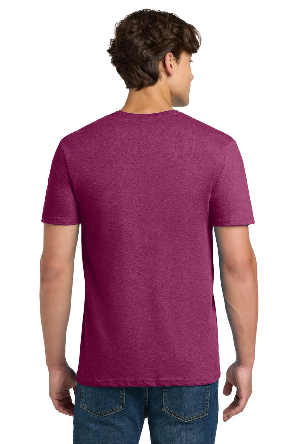 Gildan 64000 Mens Softstyle Short Sleeve Crewneck T-Shirt Antique Heliconia Pink Model Back