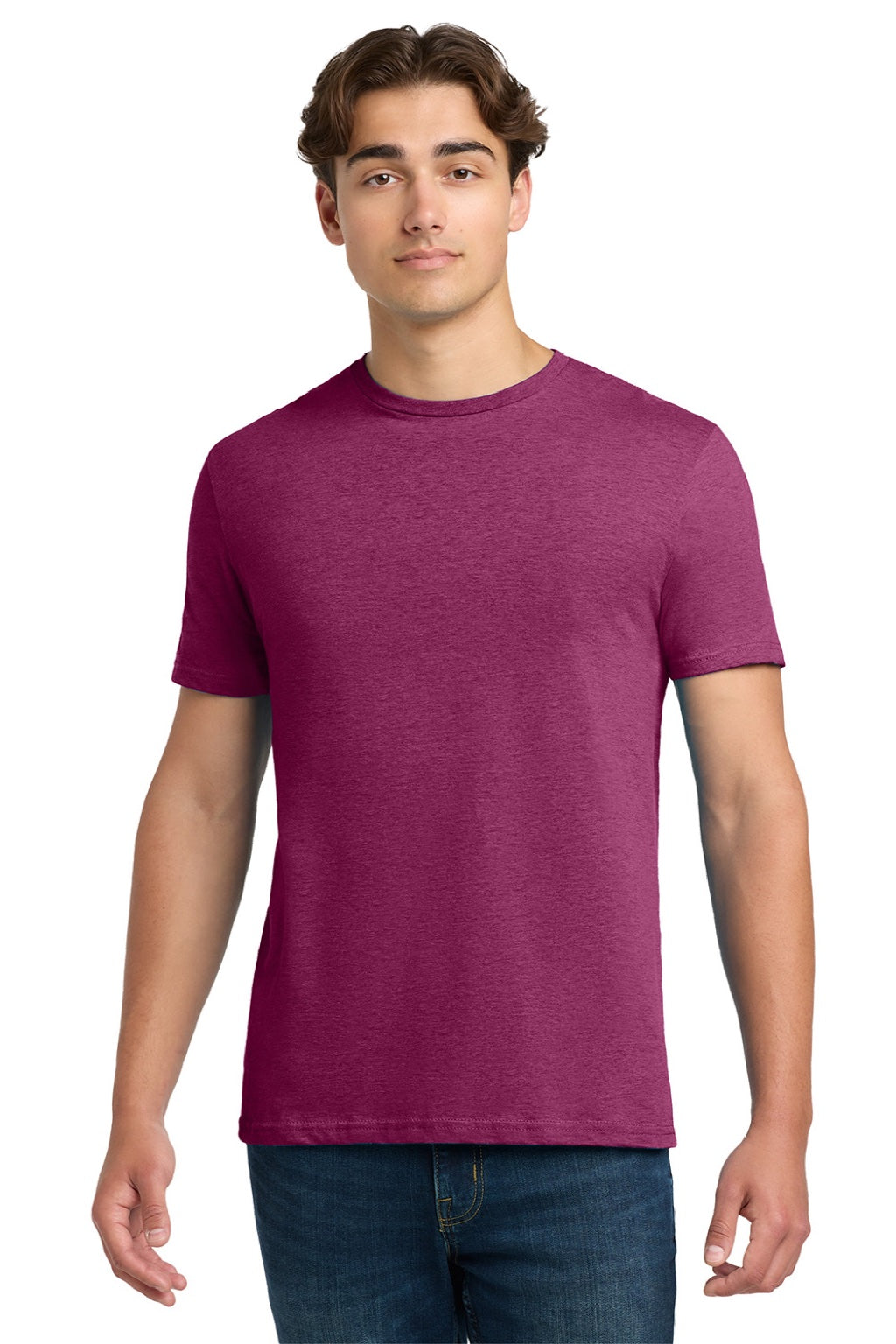 Gildan 64000 Mens Softstyle Short Sleeve Crewneck T-Shirt Antique Heliconia Pink Model Front