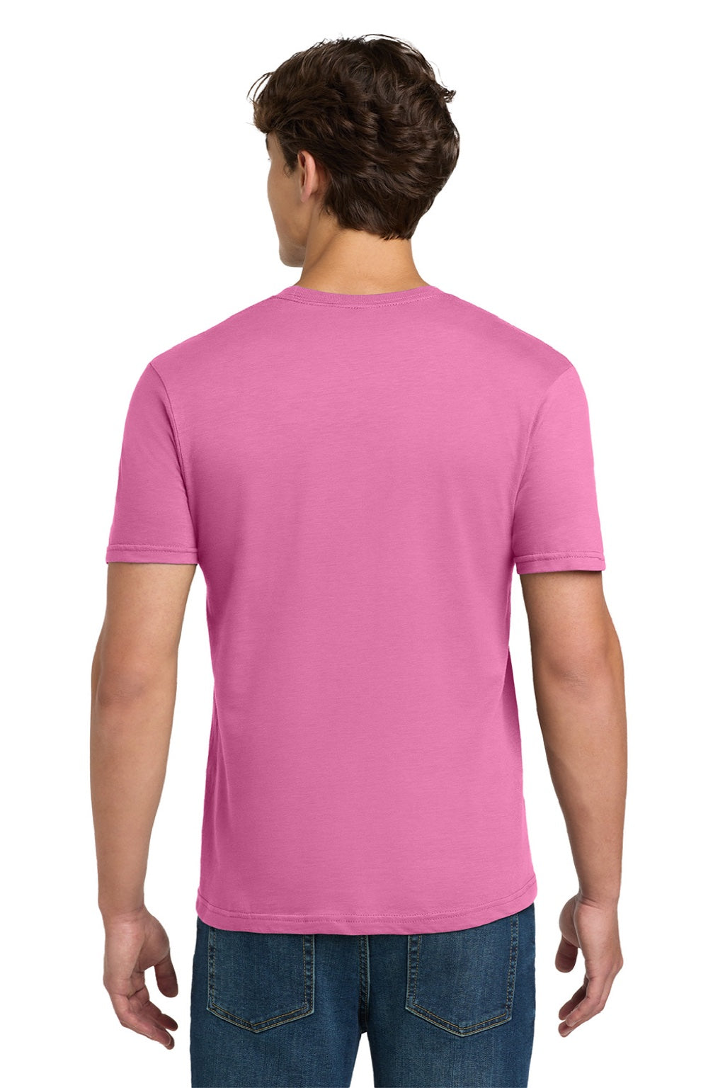 Gildan 64000 Mens Softstyle Short Sleeve Crewneck T-Shirt Azalea Pink Model Back