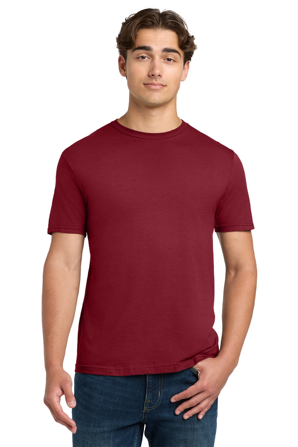 Gildan 64000 Mens Softstyle Short Sleeve Crewneck T-Shirt Cardinal Red Model Front