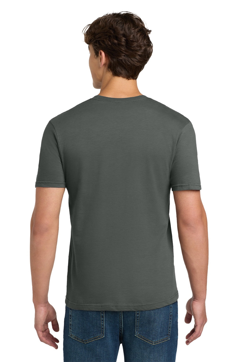 Gildan 64000 Mens Softstyle Short Sleeve Crewneck T-Shirt Charcoal Grey Model Back