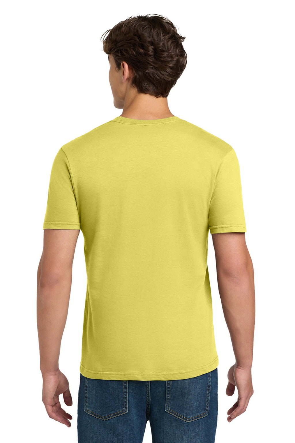 Gildan 64000 Mens Softstyle Short Sleeve Crewneck T-Shirt Cornsilk Yellow Model Back