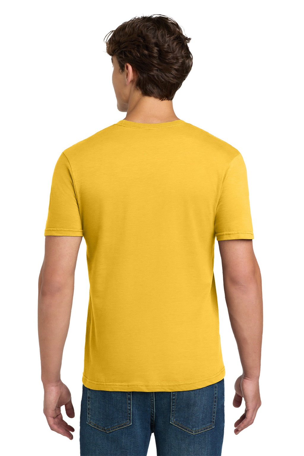 Gildan 64000 Mens Softstyle Short Sleeve Crewneck T-Shirt Daisy Yellow Model Back