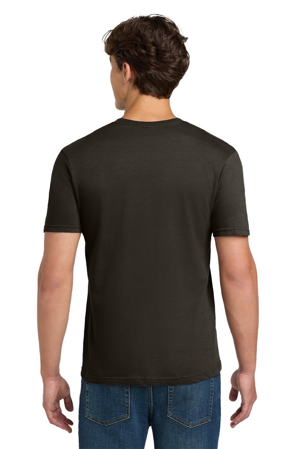 Gildan 64000 Mens Softstyle Short Sleeve Crewneck T-Shirt Dark Chocolate Brown Model Back