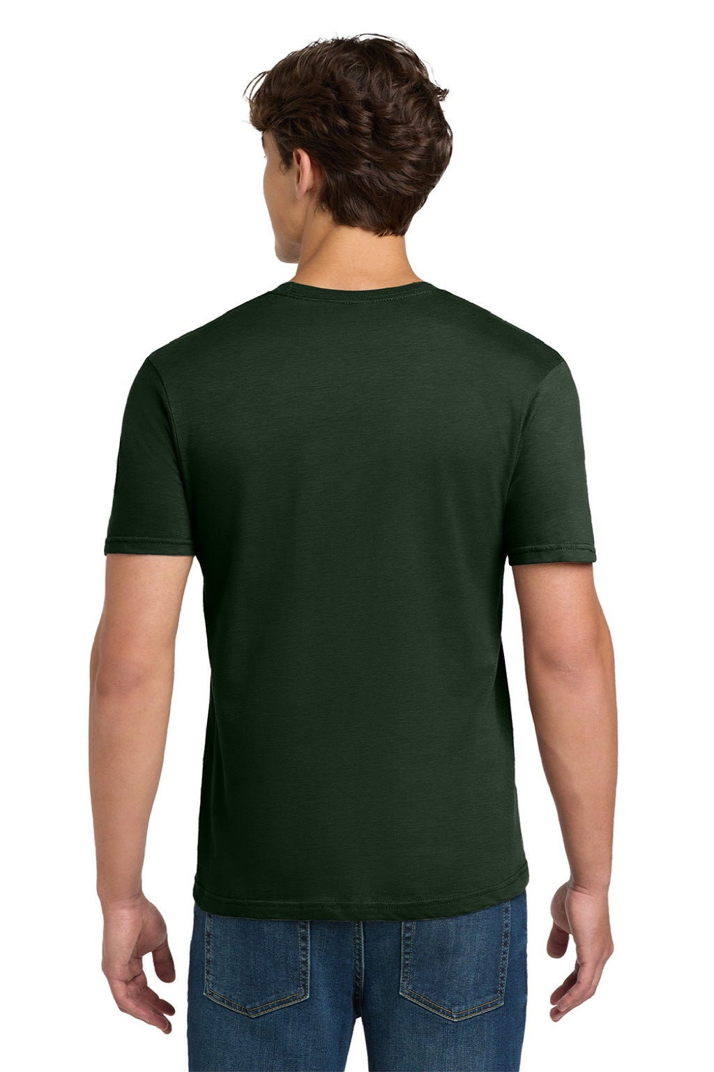Gildan 64000 Mens Softstyle Short Sleeve Crewneck T-Shirt Forest Green Model Back