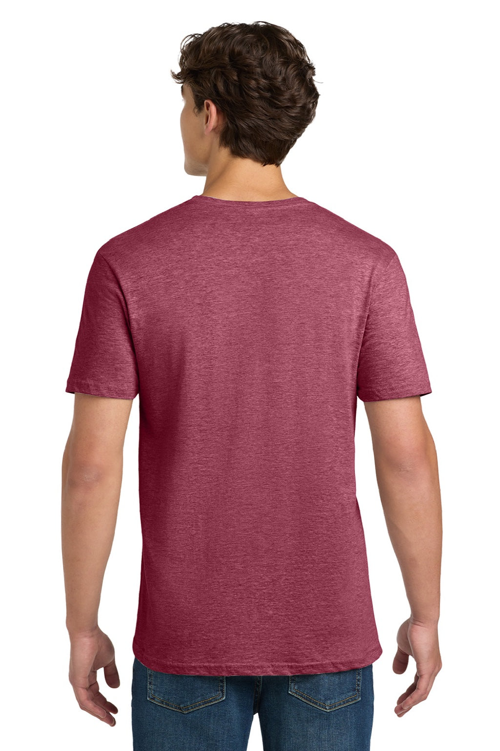 Gildan 64000 Mens Softstyle Short Sleeve Crewneck T-Shirt Heather Cardinal Red Model Back