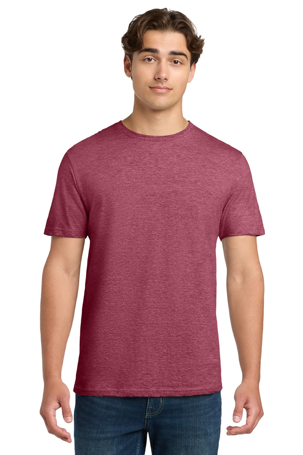 Gildan 64000 Mens Softstyle Short Sleeve Crewneck T-Shirt Heather Cardinal Red Model Front