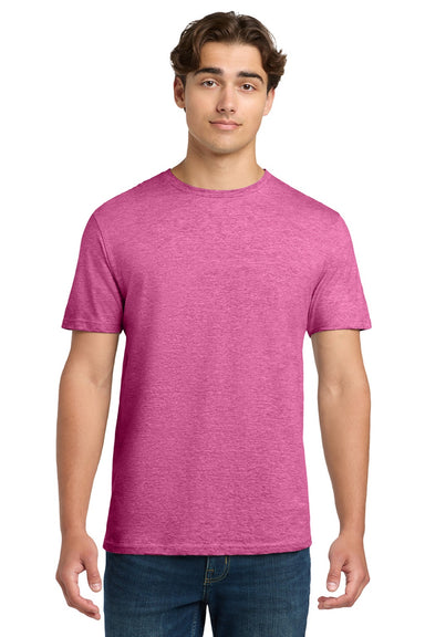Gildan 64000 Mens Softstyle Short Sleeve Crewneck T-Shirt Heather Heliconia Pink Model Front