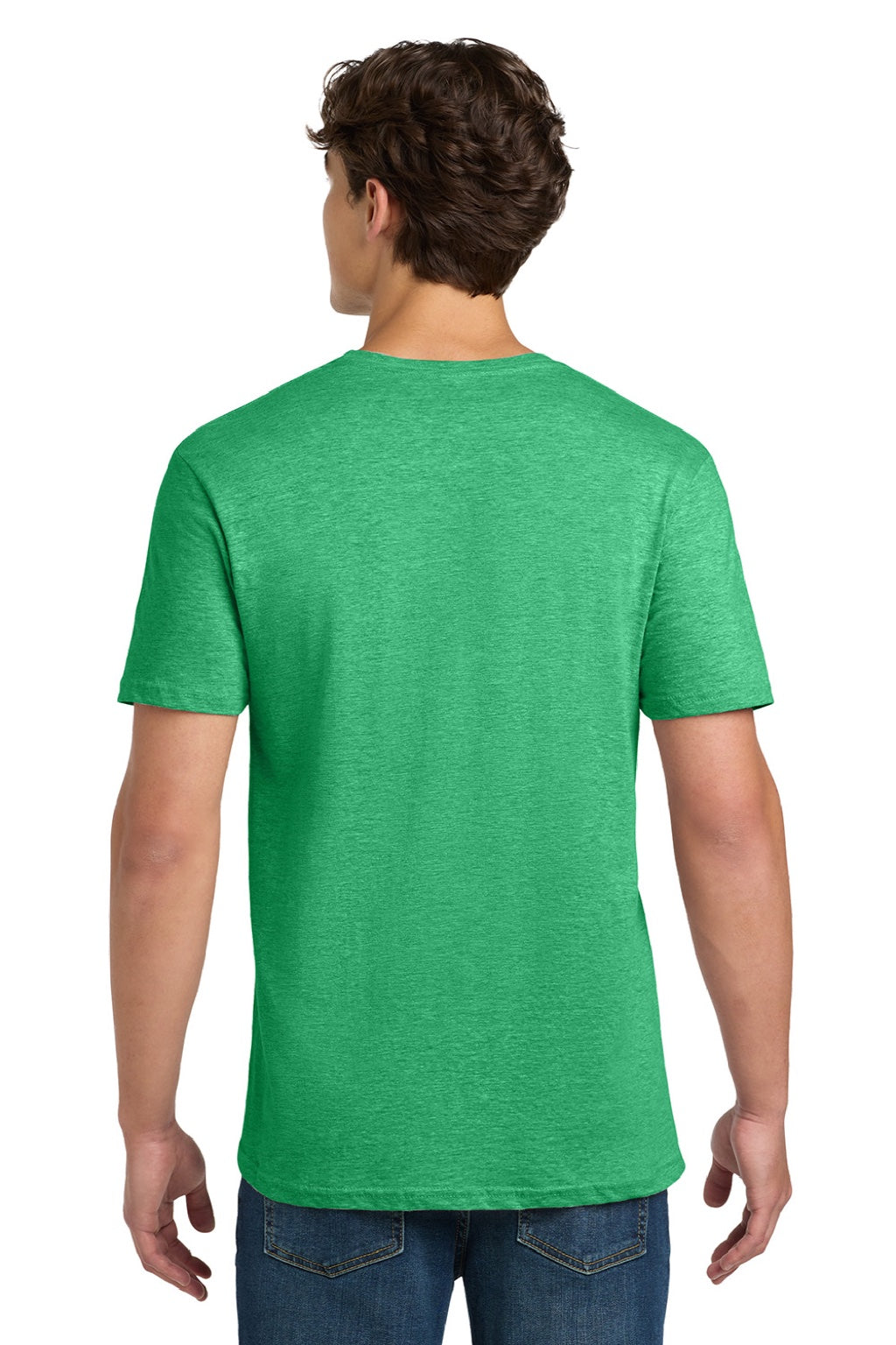 Gildan 64000 Mens Softstyle Short Sleeve Crewneck T-Shirt Heather Irish Green Model Back