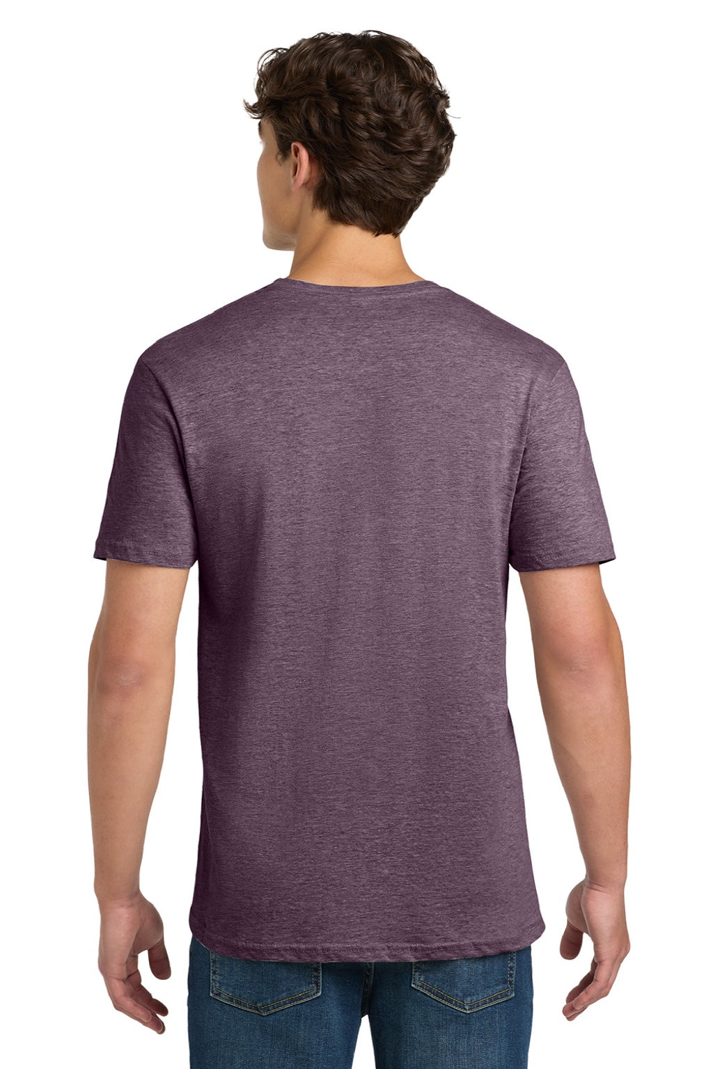 Gildan 64000 Mens Softstyle Short Sleeve Crewneck T-Shirt Heather Maroon Model Back