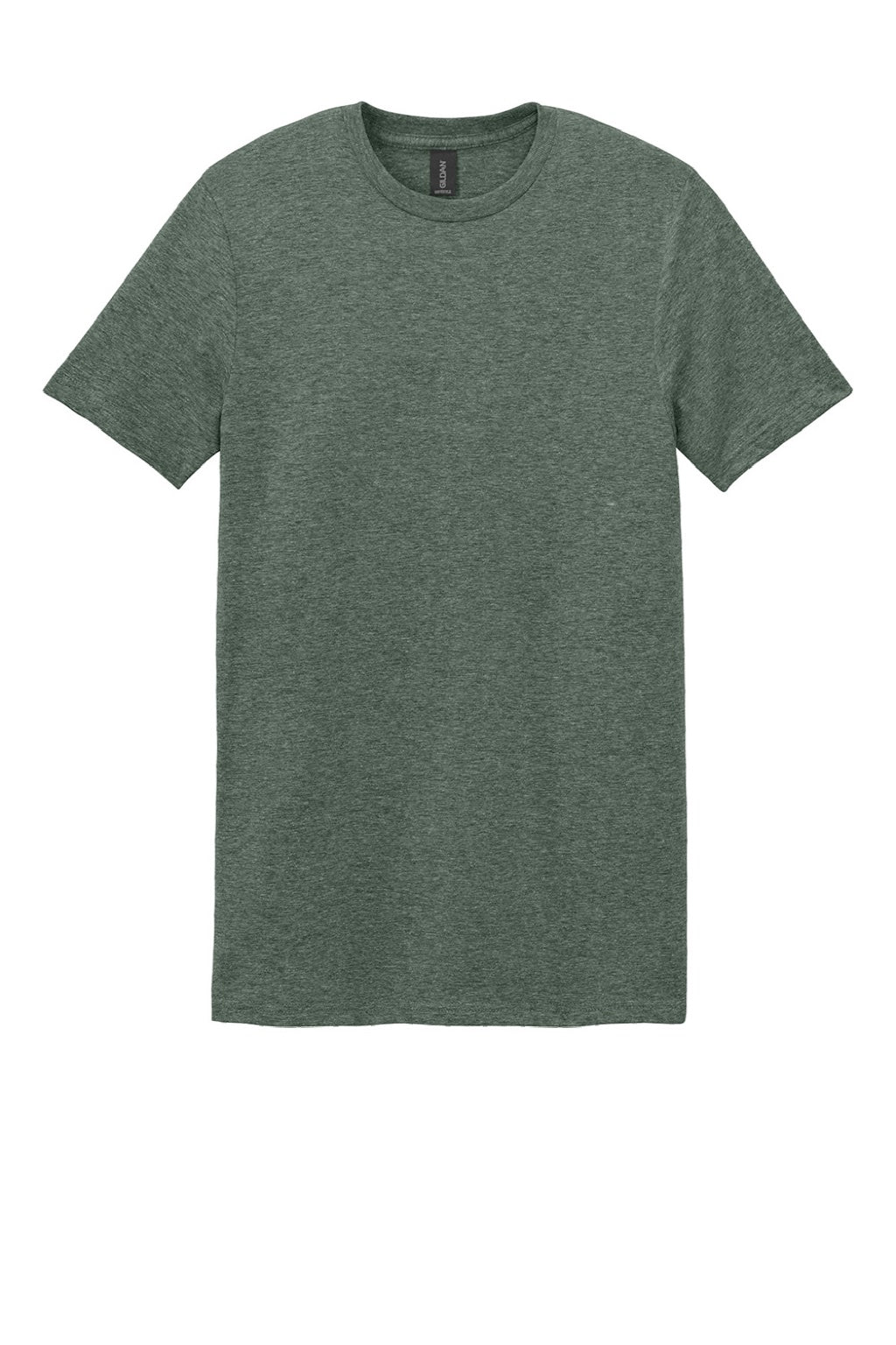 Gildan 64000 Mens Softstyle Short Sleeve Crewneck T-Shirt Heather Military Green Flat Front