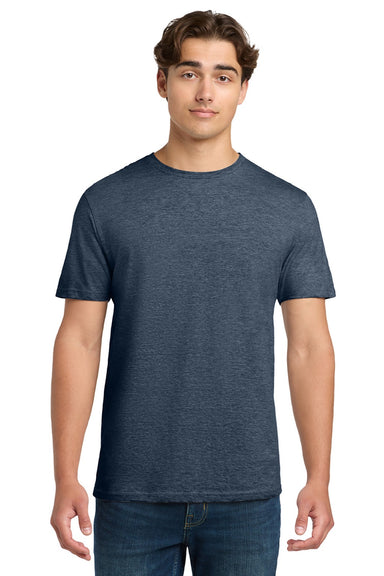 Gildan 64000 Mens Softstyle Short Sleeve Crewneck T-Shirt Heather Navy Blue Model Front