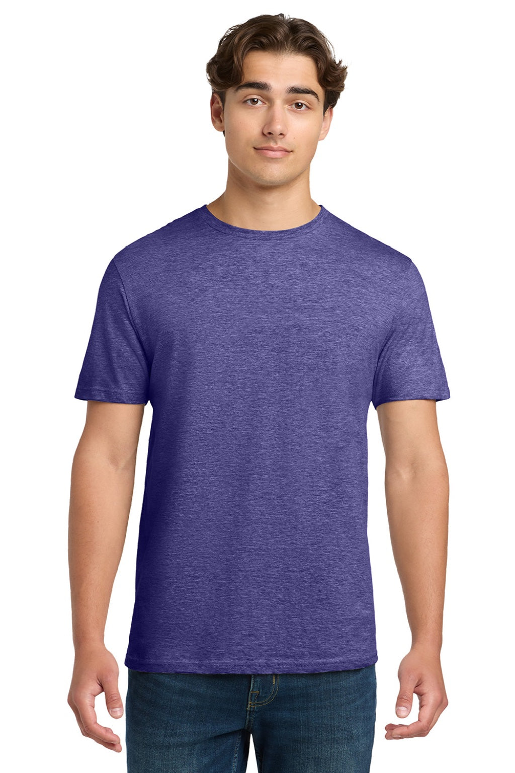 Gildan 64000 Mens Softstyle Short Sleeve Crewneck T-Shirt Heather Purple Model Front