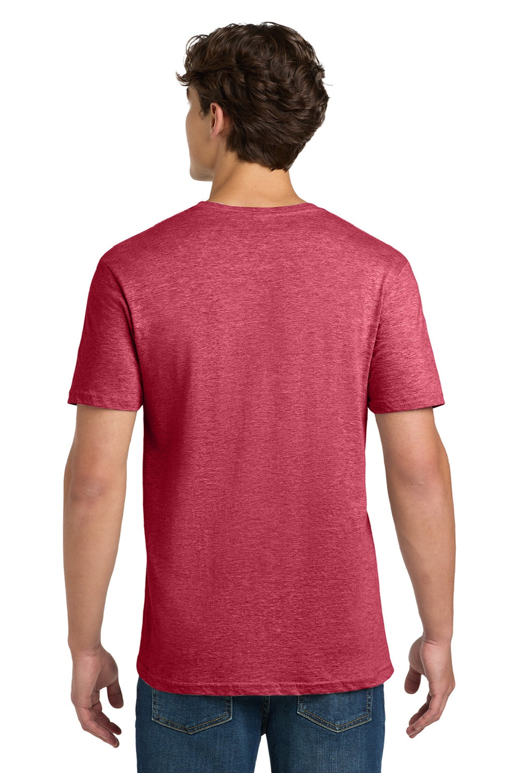 Gildan 64000 Mens Softstyle Short Sleeve Crewneck T-Shirt Heather Red Model Back